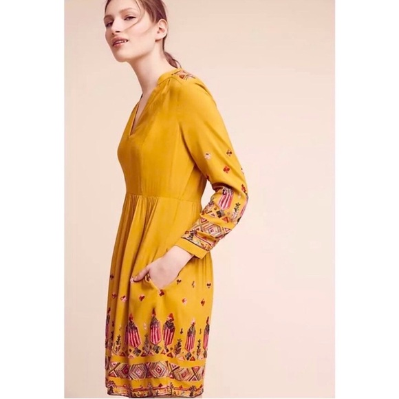 Anthropologie Floreat Raella Embroidered Long Sleeve Tunic Dress XS - Picture 4 of 16